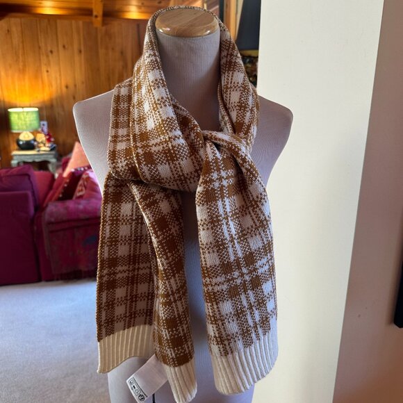 NWT - TIMBERLAND Cream Beige Tan Plaid Scarf - Picture 1 of 4